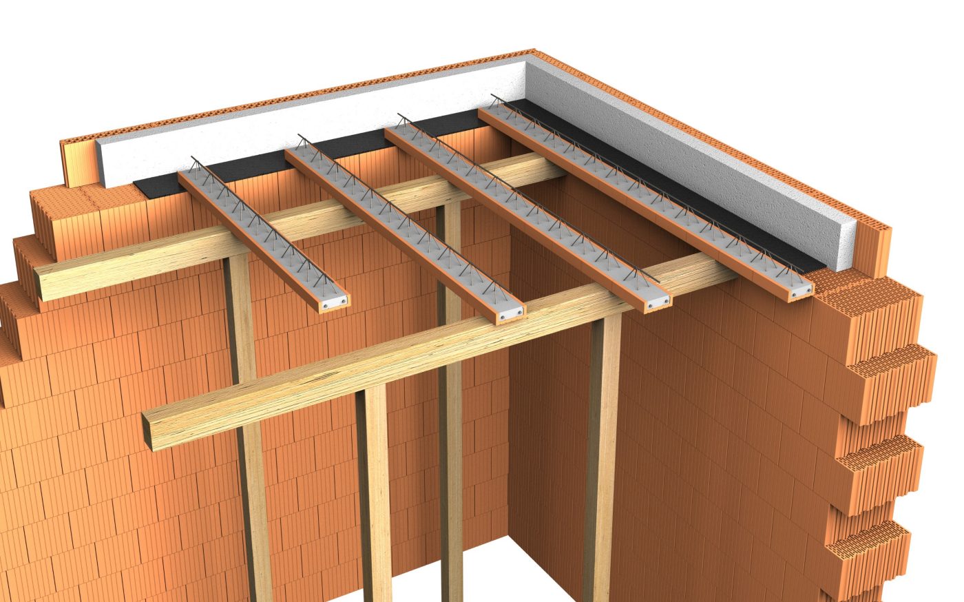 3D vizualizace - Porotherm strop rohový | Porotherm | Wienerberger