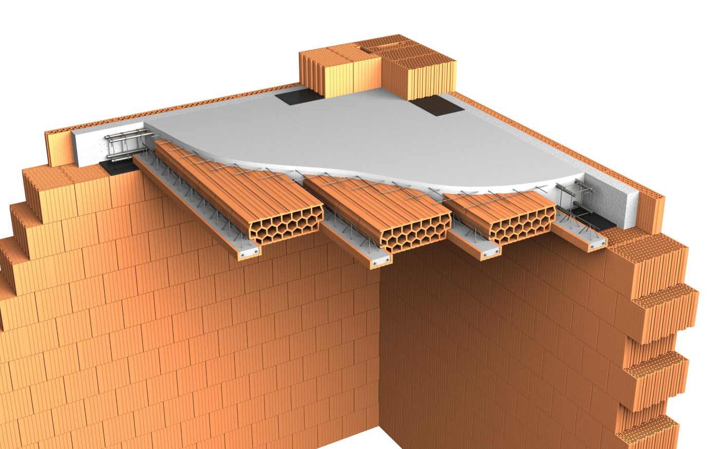 3D vizualizace - Porotherm strop rohový | Porotherm | Wienerberger