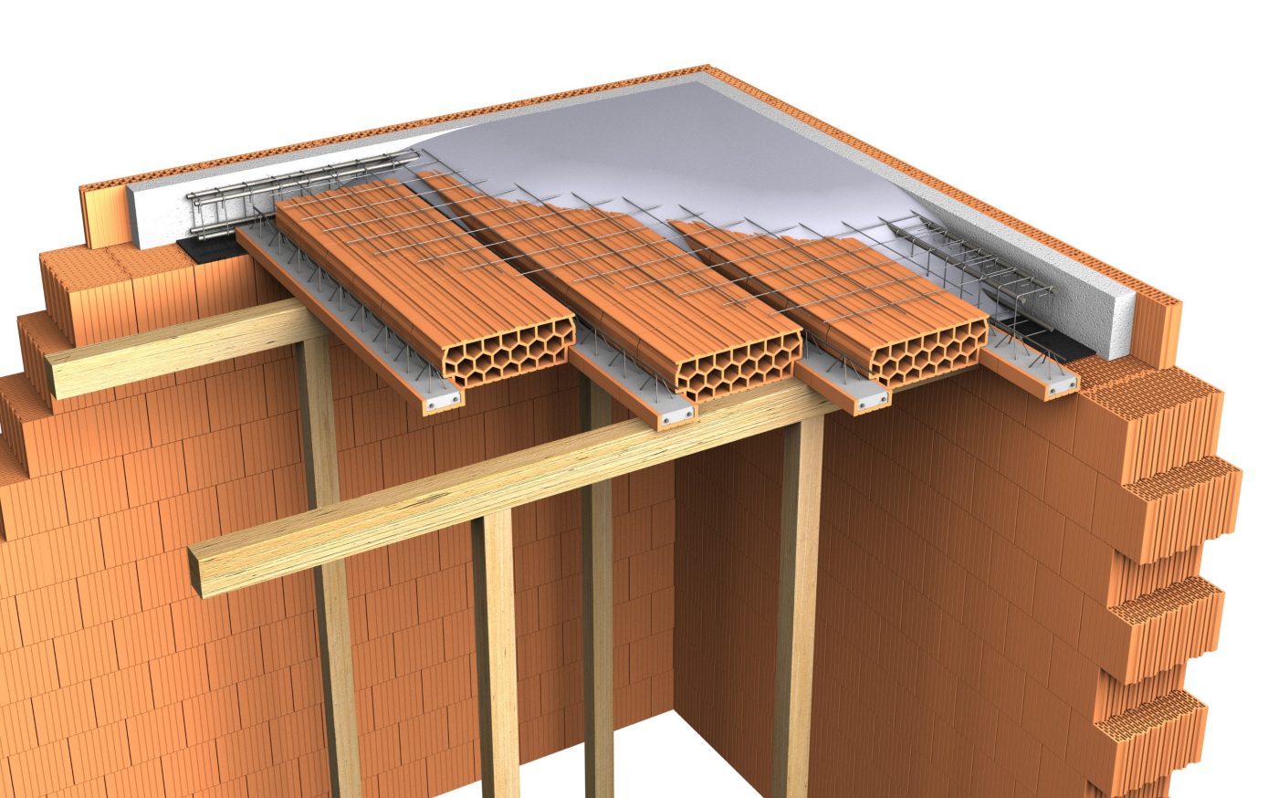 3D vizualizace - Porotherm strop rohový | Porotherm | Wienerberger