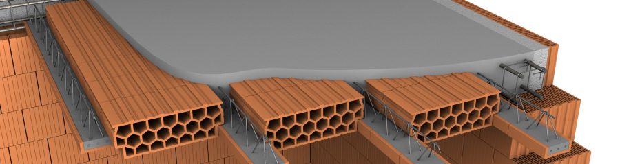 3D vizualizace Porotherm strop s jednocuhou montáží bez nutnosti použití těžké techniky