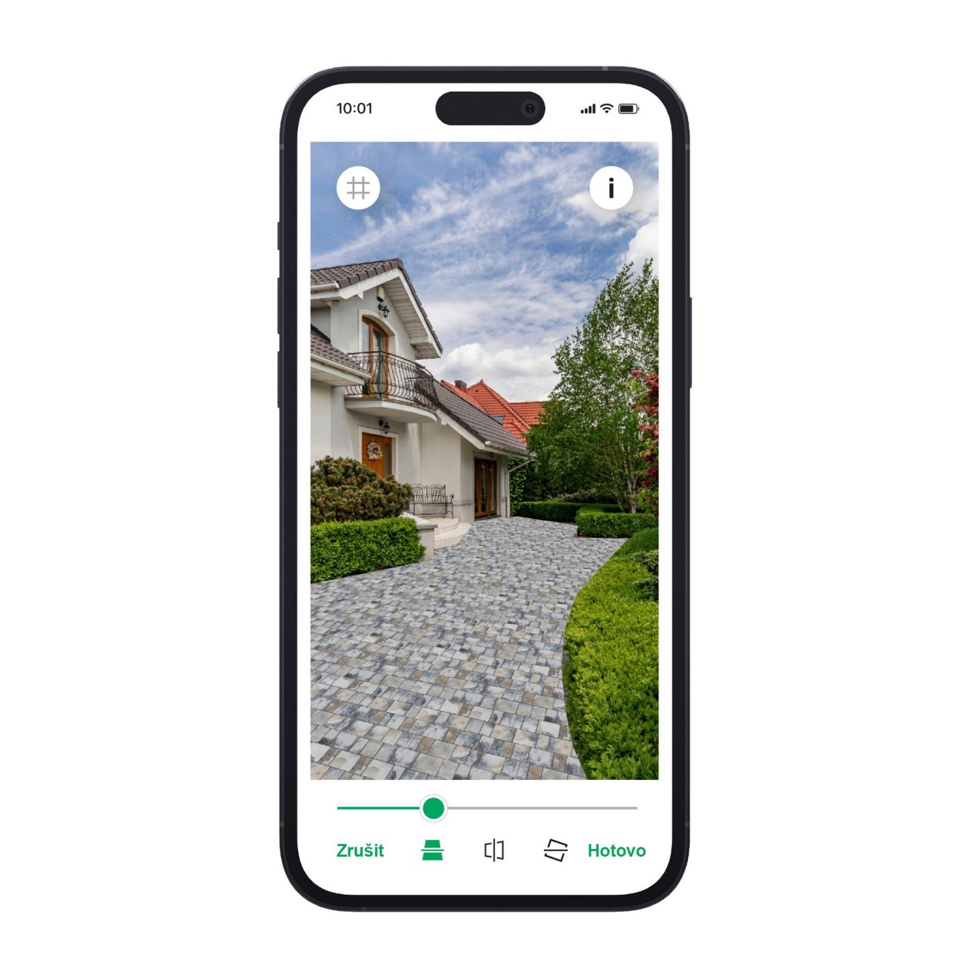 Vizualizace venkovní dlažby v mobilní aplikaci GardenVisions