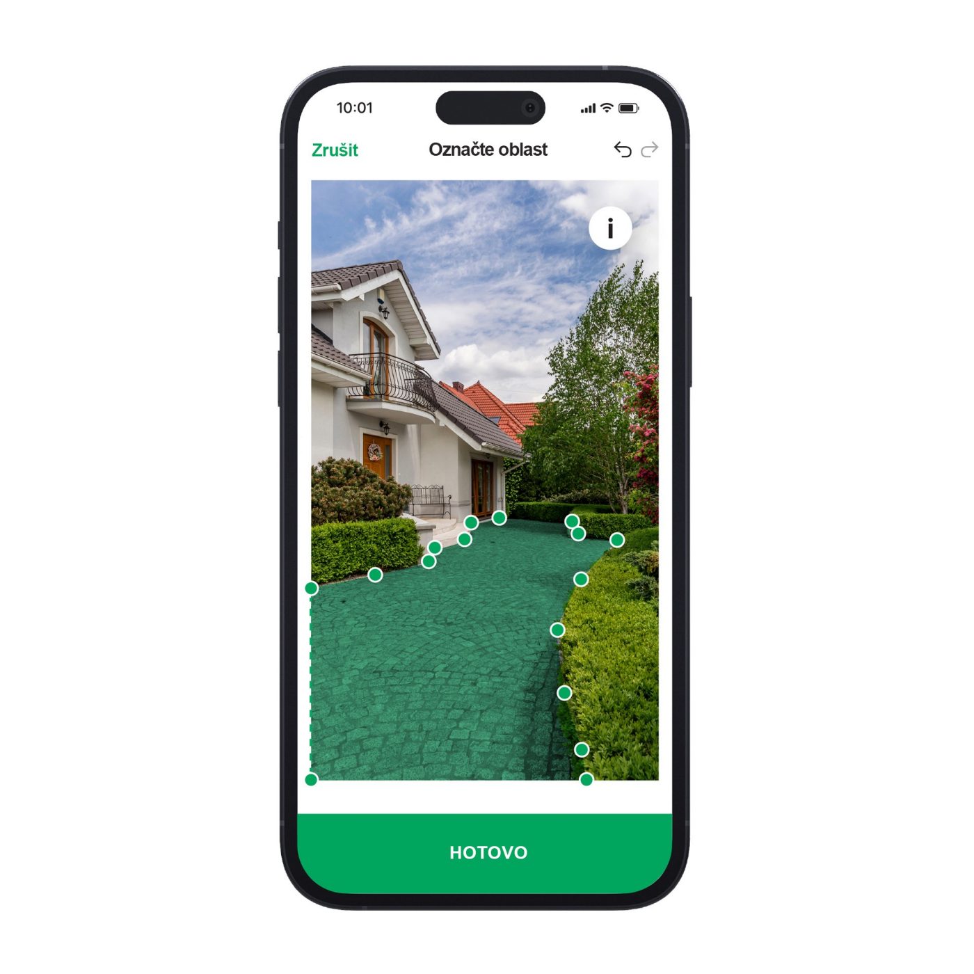 Zaměření plochy pro dlažbu v mobilní aplikaci GardenVisions pro dlažbu Semmelrock