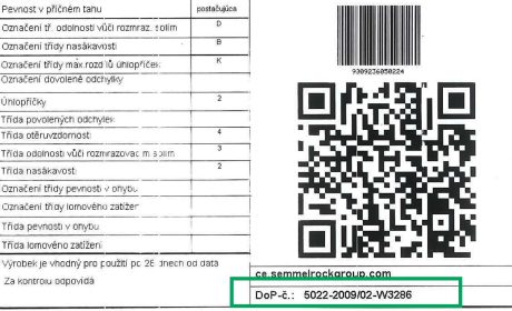 Prohlášení o vlastnostech (DoP štítek) | Semmelrock