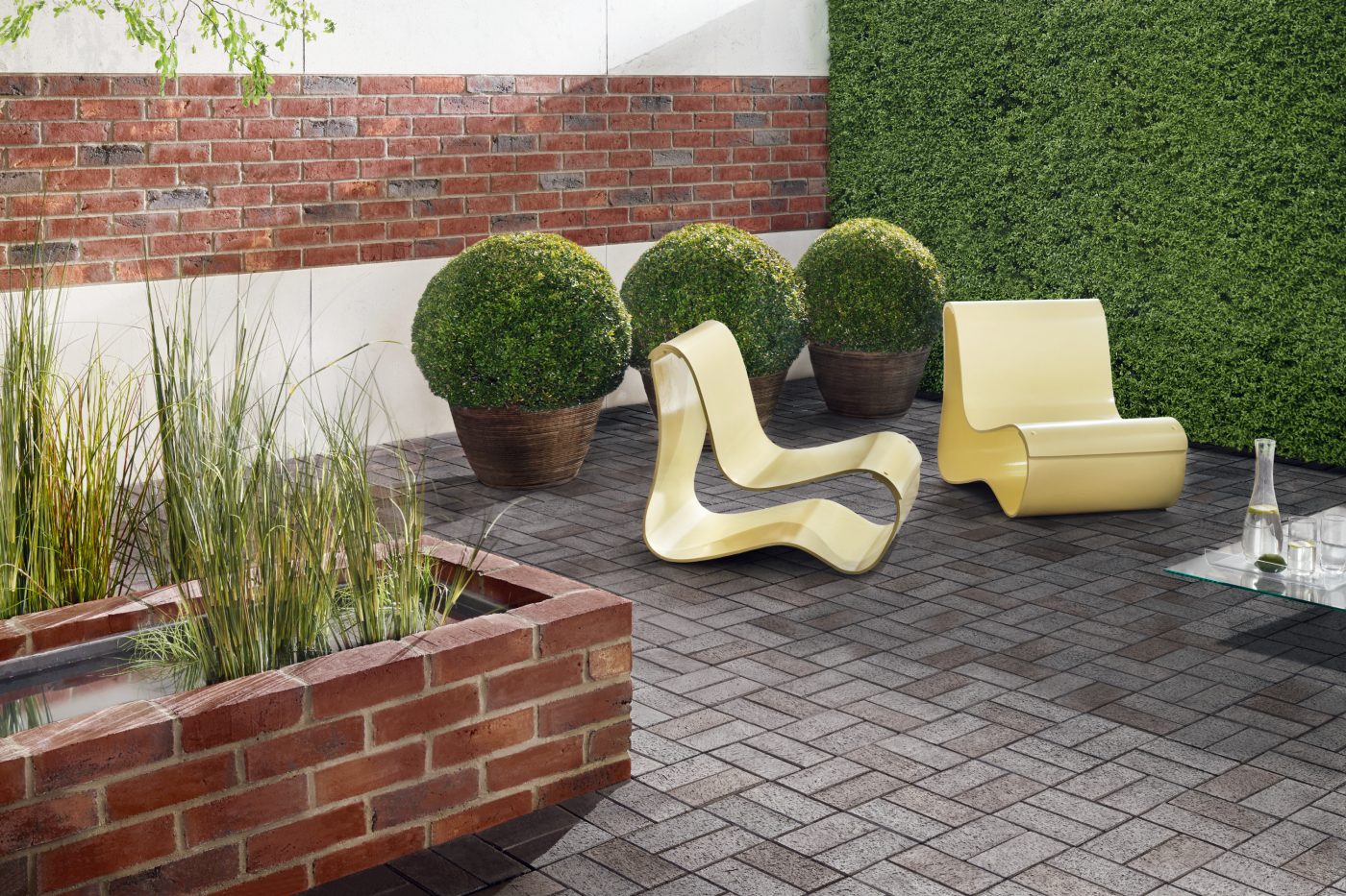 paver, penter, paving stone, terrace, plants, hedge, terca, keitum, facing bricks 