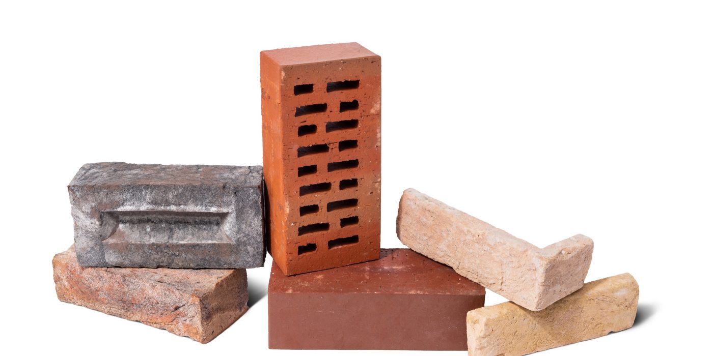 Lícové cihly a obkladové pásky Terca na bílém pozadí - ražené lícové cihly Terca, tažené lícové cihly Terca (Klinker), obkladové pásky Terca