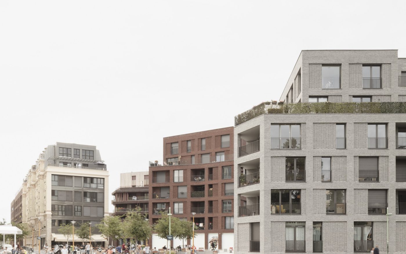 Terca Monde Avenier Cornejo architectes Christelle Cornejo Emergie et Semip Agora gris titane gris anthracite et rouge blauwrood