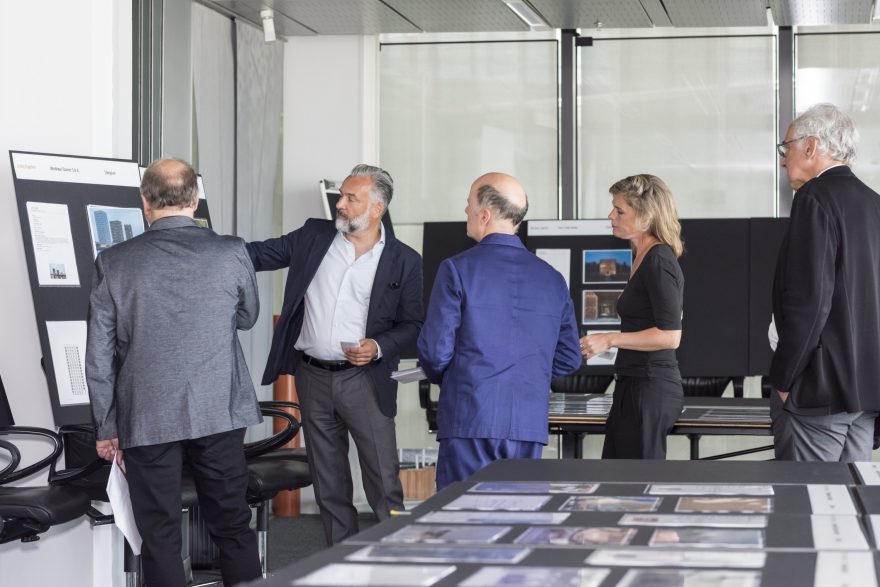 Meeting of the Jury members to select the winners out of 50 nominated projects on June 12th, 2017 people group, Jury members: Anne Kaestle, Duplex Architekten, Germany Jonathan Sergison, Sergison Bates architects, UK Marc Mimram, Marc Mimram Architecture, France Stephan Ferenczy, BEHF Corporate Architects, Austria Vladimir Arsene, Westfourth Architecture, Romania, Photo: Uwe Strasser