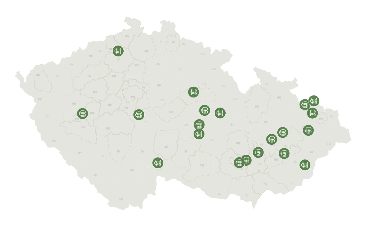 Mapa výherců losování podzimní soutěže Tondach
