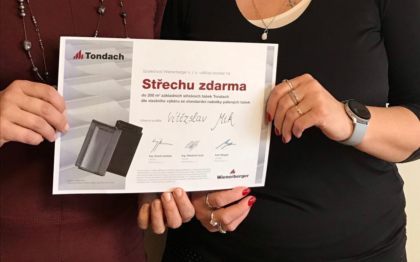 Výherce střechy Tondach zdarma