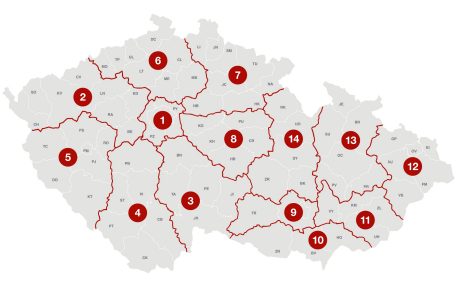 Mapa kontaktů oblastních manažerů pro střešní tašky Tondach (střešní tašky, doplňky (příslušenství), keramické, nekeramické