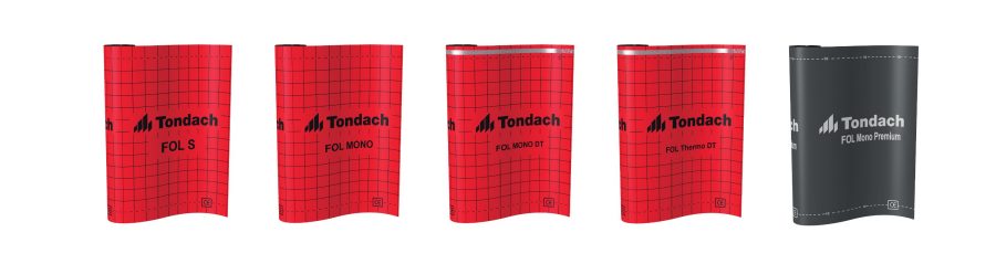 Střešní fólie Tondach - podstřešní konstrukce pro dvouplášťové šikmé střechy - Fondach FOL S, Tondach FOL Mono, Tondach FOL Mono DT, Tondach FOL Thermo DT, Tondach FOL Mono Premium