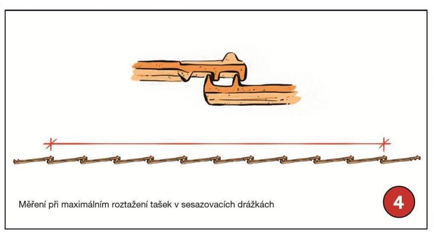 Měření při maximálním roztažení tašek v sesazovacích drážkách | Laťování Tondach