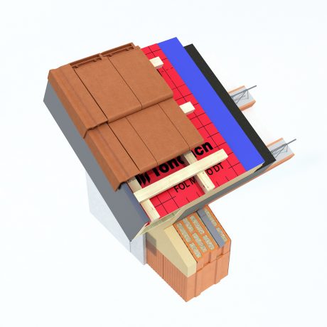 Napojení na štítovou stěnu - Těžká střecha Porotherm a Tondach