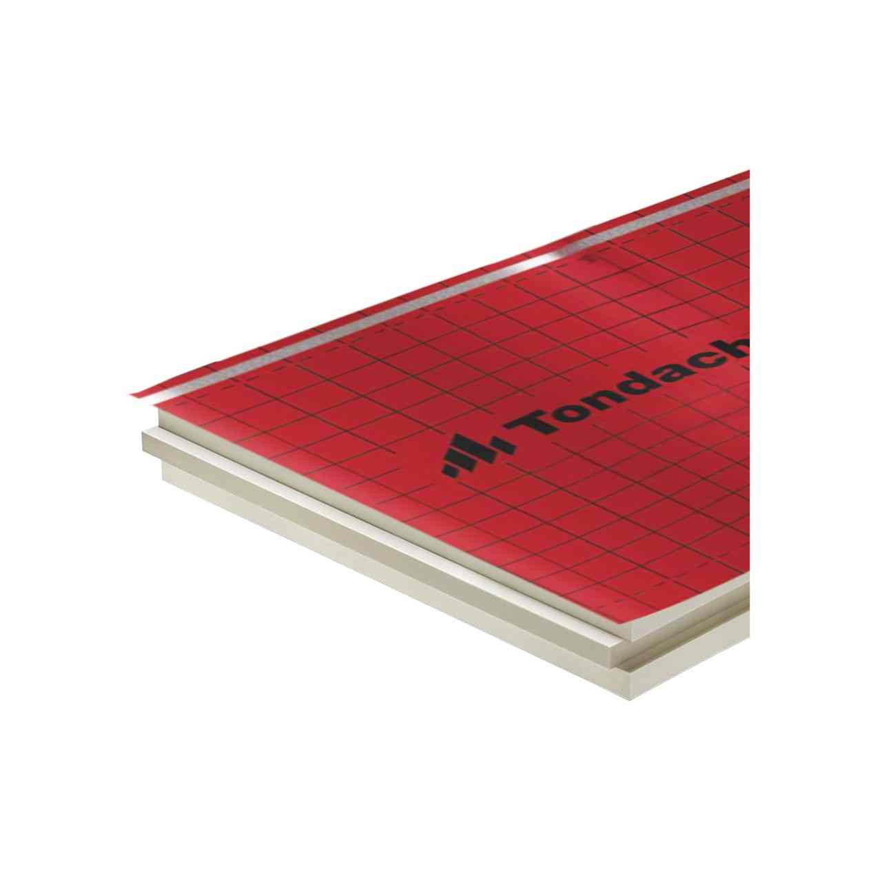 Tondach Thermo Comfort - tepelněizolační deska iRoof - Tvarově stálá tepelněizolační deska z polyuretanové pěny (PIR), oboustranně opatřena difúzně otevřeným rounem. Na vrchní straně je deska opatřena difúzní fólií DHV 3 se samolepícími okraji pro dokonalé napojení.