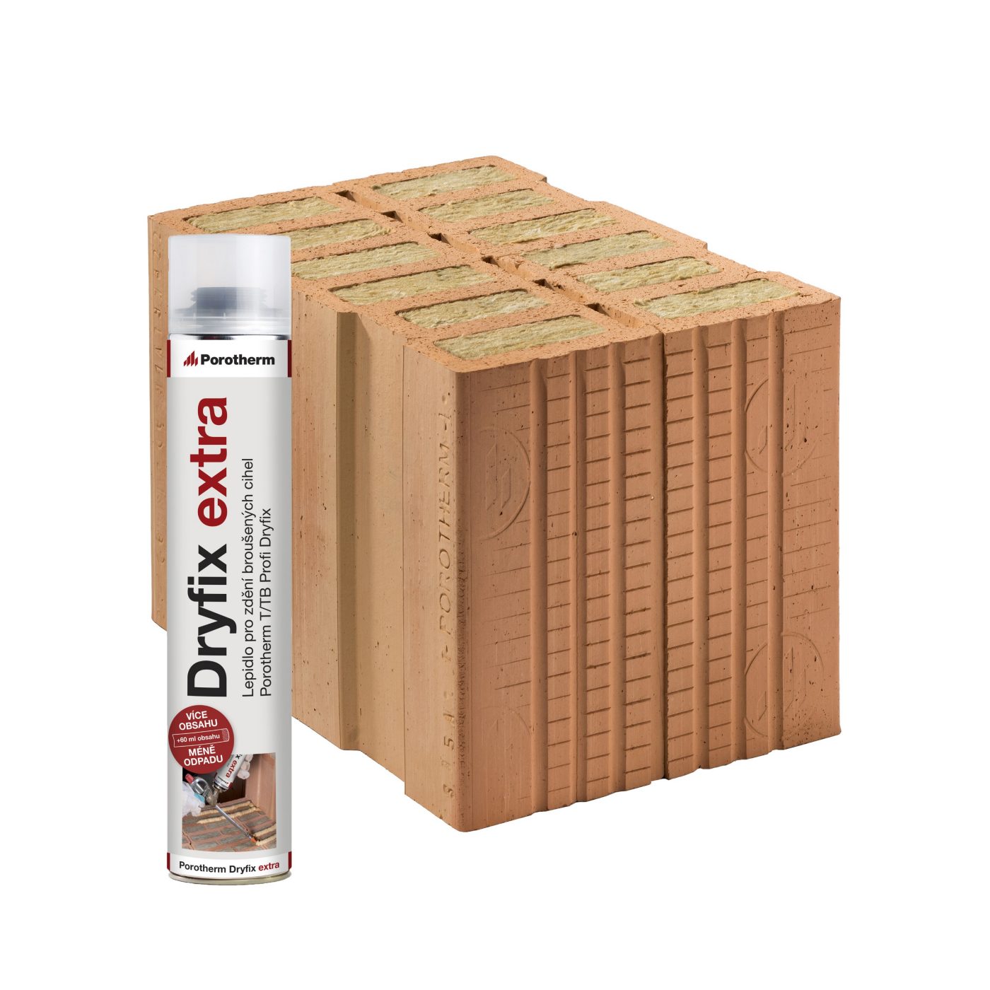 Fotografie - Cihla Porotherm 38 TB Profi Dryfix.extra 1/2 (poloviční cihly v dvojbloku) - broušená cihla plněná minerální vatou s vyšší únosností