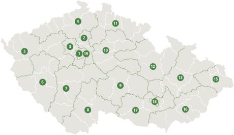 Mapa kontaktů oblastních manažerů pro zdivo (cihly, stropy, překlady Porotherm)