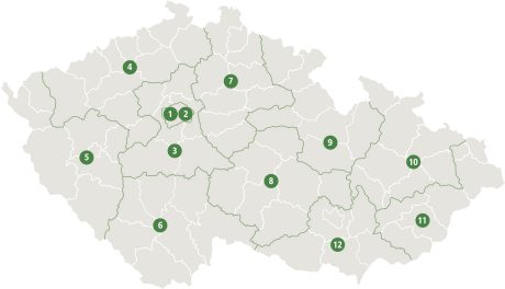 Mapa kontaktů technických poradců pro zdivo Porotherm (podle oblastí)