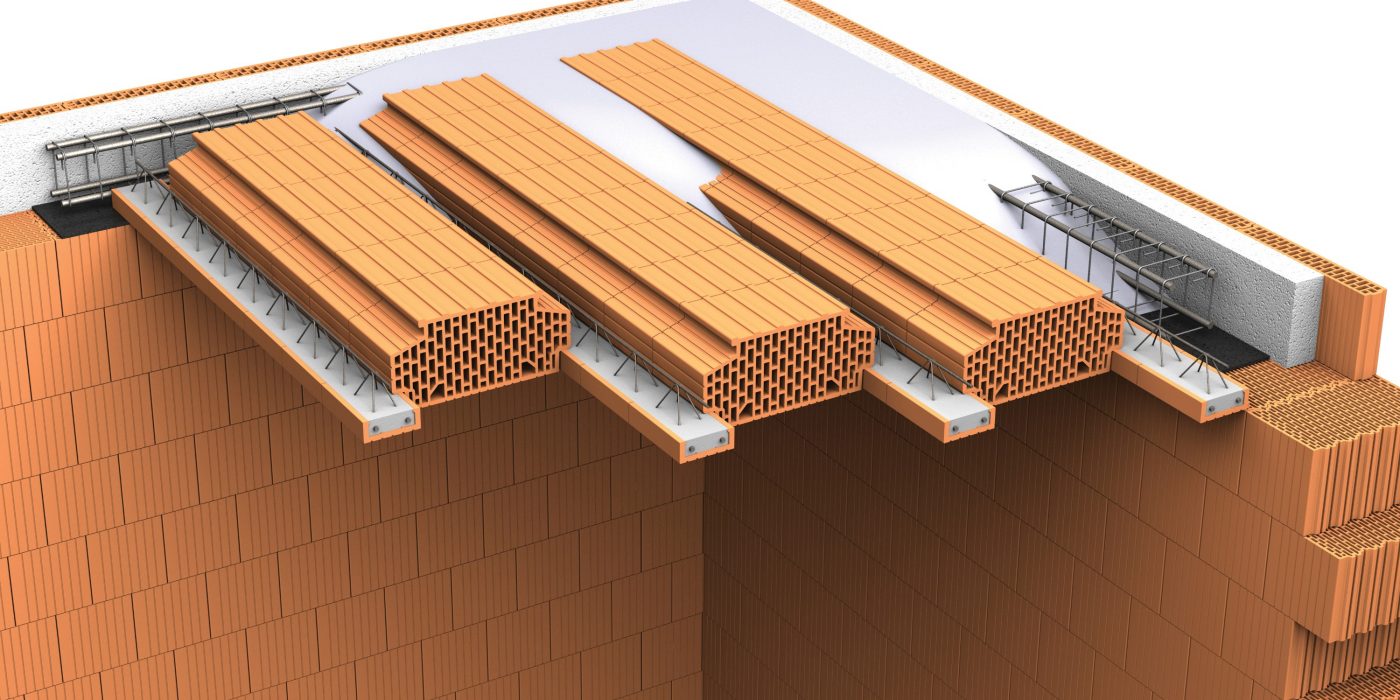 3D Porotherm strop bez nadbetonávky - za použití střešních vložek MIAKO 25 BNK a POT trámů | Optimální řešení pro práci bez mechanizace (snadná ruční manipulace při kompletaci stropu a možnost přerušované betonáže)